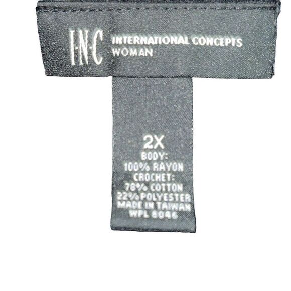 INC International Concepts Ladies Size 2X Black Lace Embroidered Peasant Blouse - Picture 3 of 11